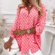 Popular Polka Dot Collared Pink Top